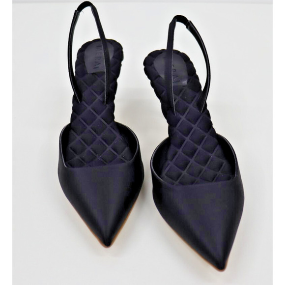 AERA Shoes - Aera Gabriella Slingback Pumps Women US 8 EU 38 Black Vegan Point Toe Heel $575